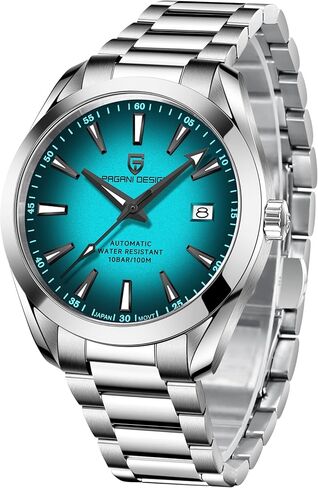 ساعة باجاني ديزاين للرجال أوتوماتيكية بحركة يابانية | حافظة من الفولاذ المقاوم للصدأ مقاس 40 مم | زجاج ياقوتي | 100 متر مقاوم للماء | ساعة رياضية فاخرة للأعمال للرجال in Kuwait