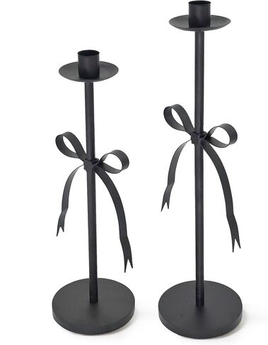 Gold Bow Candle Holder Set of 2,Iron Taper Candle Holders Candle Sticks Holder Decor Candlesticks Holders for Table Centerpiece Wedding Festive Christmas Mantel Decoration in Kuwait