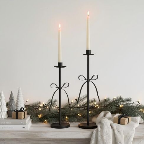 Gold Bow Candle Holder Set of 2,Iron Taper Candle Holders Candle Sticks Holder Decor Candlesticks Holders for Table Centerpiece Wedding Festive Christmas Mantel Decoration in Kuwait