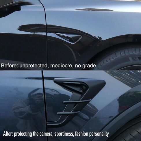 Goodangie00 2Pcak Side Camera Indicator Protection Cover HW4.0 Decoration Compatible with Tesla Model 3(2024-2026) Highland & 2025 2026 Model Y Juniper Accessories(Glossy Carbon Fiber Pattern) in Kuwait