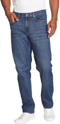 بنطلون جينز Eddie Bauer الرجالي ذو المقاس العادي القابل للتمدد في اتجاهين (أزرق داكن، 32 عرض × 30 طول) in Kuwait
