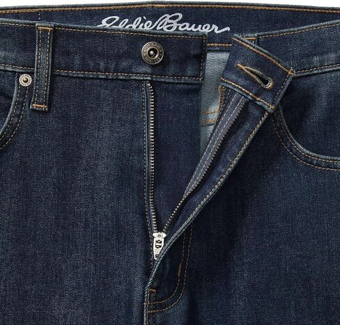 بنطلون جينز Eddie Bauer الرجالي ذو المقاس العادي القابل للتمدد في اتجاهين (أزرق داكن، 32 عرض × 30 طول) in Kuwait