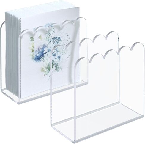 Acrylic Napkin Holder, PITBVO 2 Pack Kitchen Dinner Napkin Holder for Table, Black Tissue Paper Cocktail Napkin Holder Dispenser for Kitchen in Kuwait