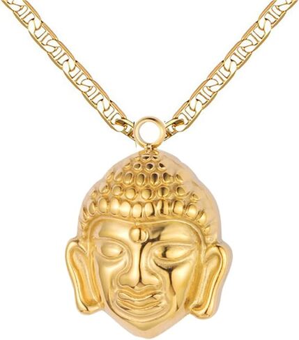 DouuYuhet 18K Gold Plated Flat Mariner/Marina, 3MM Chain Necklace With Virgin Mary Guadalupe Charm Pendant Christian Jewelry in Saudi Arabia