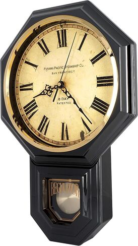 JUSTIME Traditional Schoolhouse Classic Vintage Arabic Regulator Wall Clock, Chiming Wall Clocks with Pendulum & Westminster Chime Hourly, Schoolhouse Wall Decor Battery Operated (Red Mahogany) in Saudi Arabia