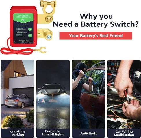 Kill Switch for Car - 12V Remote Battery Disconnect Switch Smart Voltage Car Battery Kill Switch for Vehicle, RV, ATV, Truck, Boat in Saudi Arabia