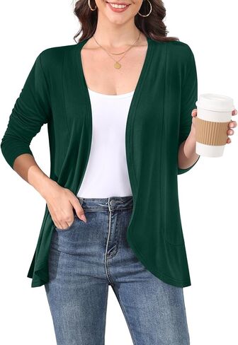 Women's Lightweight Long Sleeve Cardigan Casual Open Front Cardigans for Women Trendy in Kuwait