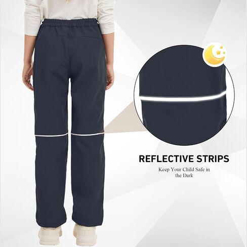 Waterproof Snow Pants for Kids Boys Girls, Winter Insulated Ski Trousers Fleece Lining, Elastic Waist Softshell Hiking Pants in Saudi Arabia