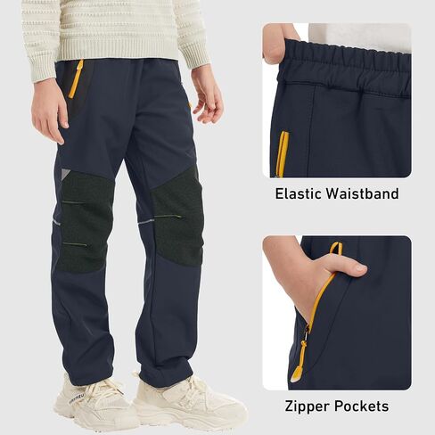 Waterproof Snow Pants for Kids Boys Girls, Winter Insulated Ski Trousers Fleece Lining, Elastic Waist Softshell Hiking Pants in Saudi Arabia