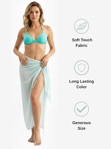 Extra Soft Sarong for Women | Beach & Swimsuit Coverup Pareo | 100% Rayon - Soft, Lightweight, & Breathable (Wine Red) in Saudi Arabia