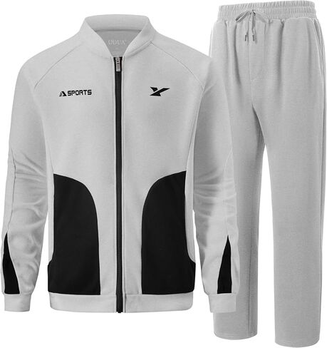 UOUA Mens Tracksuits 2 Piece Set Long Sleeve Sweatsuit Outfits Workout Jogging Suits in Saudi Arabia