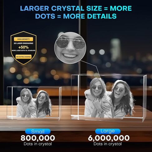 Personalized 3D Crystal Photo Gifts 3D Laser Picture Engraved Customized Picture Frames Crystal Anniversary Birthday Wedding Memorial Gift for Mom,Women,Wife,Men,Her,Husband,Grandma in Saudi Arabia