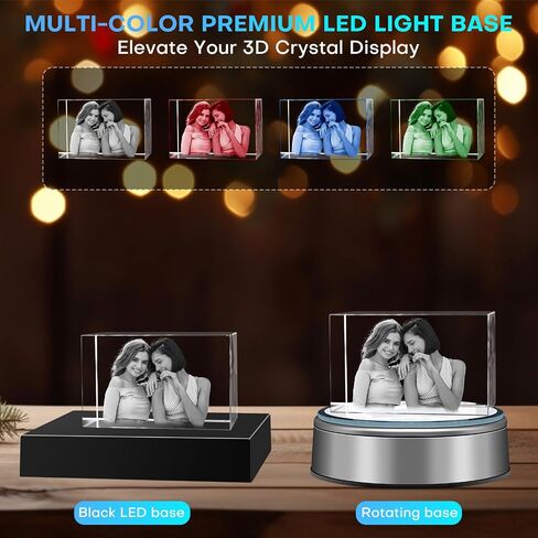Personalized 3D Crystal Photo Gifts 3D Laser Picture Engraved Customized Picture Frames Crystal Anniversary Birthday Wedding Memorial Gift for Mom,Women,Wife,Men,Her,Husband,Grandma in Saudi Arabia