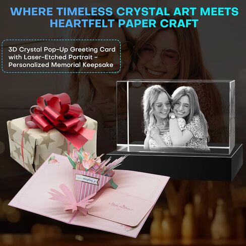 Personalized 3D Crystal Photo Gifts 3D Laser Picture Engraved Customized Picture Frames Crystal Anniversary Birthday Wedding Memorial Gift for Mom,Women,Wife,Men,Her,Husband,Grandma in Saudi Arabia