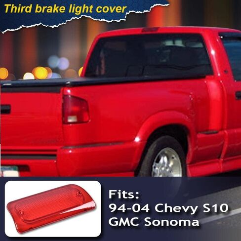 G-PLUS غطاء دخان عدسة الفرامل الثالثة متوافق مع Chevy S10/ Fit GMC Sonoma 1994-2004 (الكابينة الممتدة فقط) مجموعة ضوء الفرامل 16520288 923-287 ضوء فرامل إيقاف عالي in Saudi Arabia