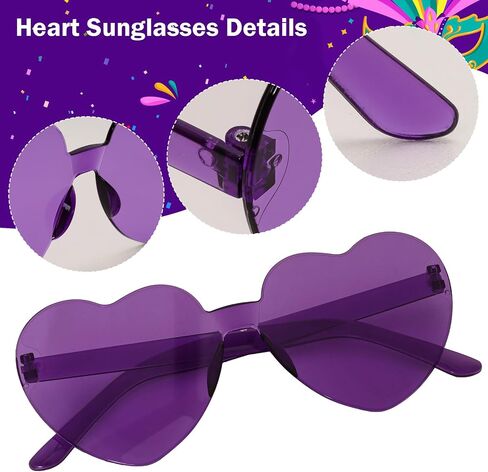 4 Pack Heart Shaped Sunglasses Heart Sunglasses for Women Men Rimless Cute Sun Glasses in Saudi Arabia