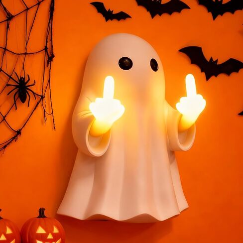 2025 Halloween Figurine Ghost, Ghosts Middles Fingers Figurine，Spooky Cute Halloween Decor，Haunted Porch & Indoor Home Statue，Coffee Table Centerpieces Shelf Mantel Display in Saudi Arabia
