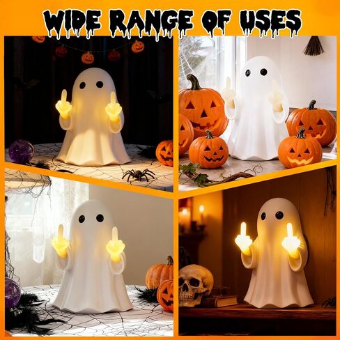 2025 Halloween Figurine Ghost, Ghosts Middles Fingers Figurine，Spooky Cute Halloween Decor，Haunted Porch & Indoor Home Statue，Coffee Table Centerpieces Shelf Mantel Display in Saudi Arabia