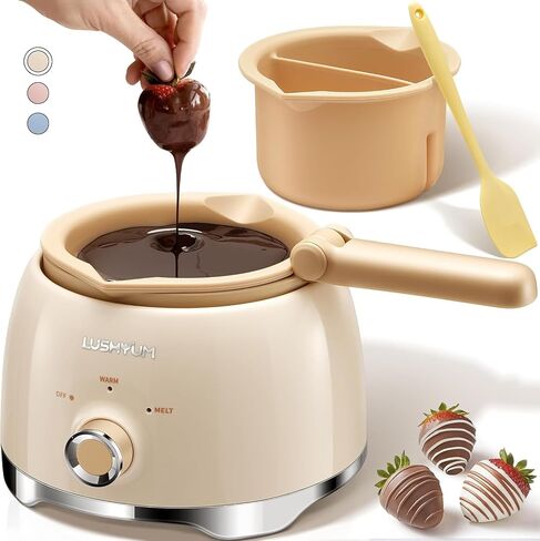 Chocolate Melting Pot Candy Melts Melter with 2 Insert Pots and Spatula, 4 Cups Capacity Warmer Machine, Ideal Dipping Tool Kitchen Supplies for Making Cake Pop Covered Strawberries Fondue in Saudi Arabia