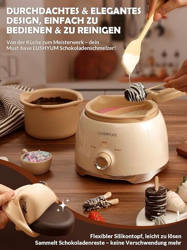 Chocolate Melting Pot Candy Melts Melter with 2 Insert Pots and Spatula, 4 Cups Capacity Warmer Machine, Ideal Dipping Tool Kitchen Supplies for Making Cake Pop Covered Strawberries Fondue in Saudi Arabia