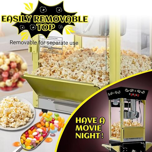 Vintage Popcorn Machine, 16oz Popper Stainless-Steel Kettle & Warming Light, Makes Up to 96 Cups, Ideal for Family Gatherings, Movie Theaters & Amusement Parks, Red in Kuwait