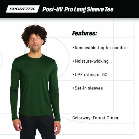 SPORT-TEK Unisex Posi-UV Pro Long Sleeve Tee | Workout T-Shirt for Men & Women, Gym Clothing for Spring & Summer Fashion in Saudi Arabia