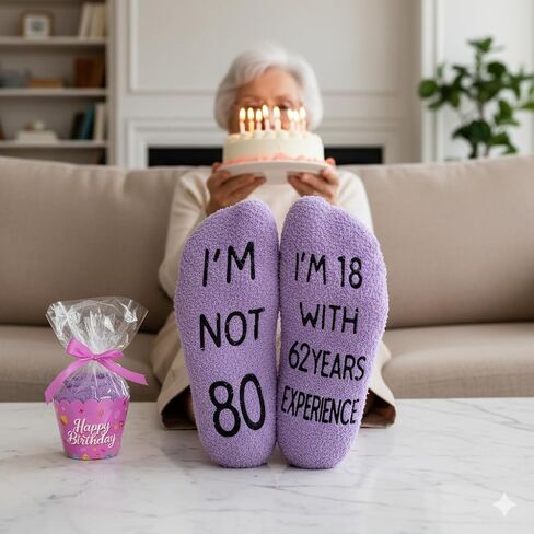 هدايا عيد الميلاد الثمانين من HAPPYPOP للنساء - جوارب مبتكرة لعمر 80 عامًا، أفكار هدايا عيد ميلاد بعمر 80 عامًا in Saudi Arabia