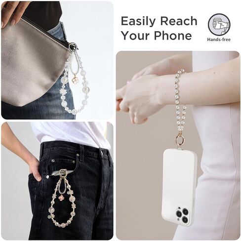 Phone Charm for Women, Anti-Theft Phone Wrist Strap Hands-Free & Beaded Chain, Detachable Cell Phone Lanyard with Tether Tab in Saudi Arabia