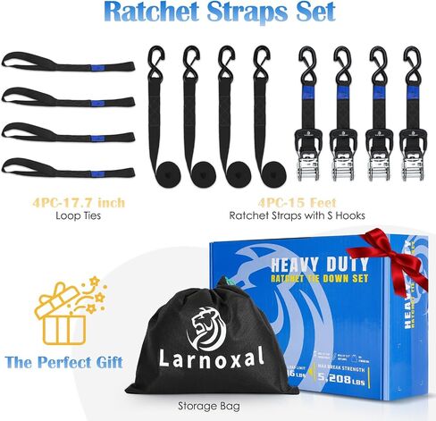 Ratchet Straps 4 Pack - 5,208 Lbs Break Strength 1.5 in x 8.2 Ft Heavy Duty Ratchet Tie Down Straps with S Hooks Set for Truck, Cargo Van, Trailer, Motorcycle (Green) in Saudi Arabia