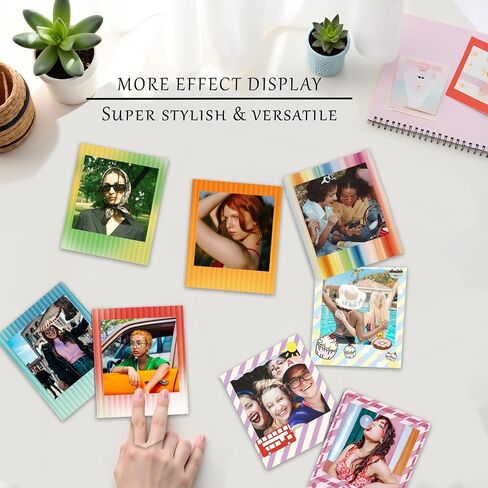 2x3 Mini Film Sticker Frames ، 30pcs ملصقات حدودية أنيقة تناسب Fujifilm Instax Mini Film (54x86mm) ، حدود ملونة لطيفة لـ Polaroid Instax 12 11 90 99 40 41 Se Evo in Kuwait