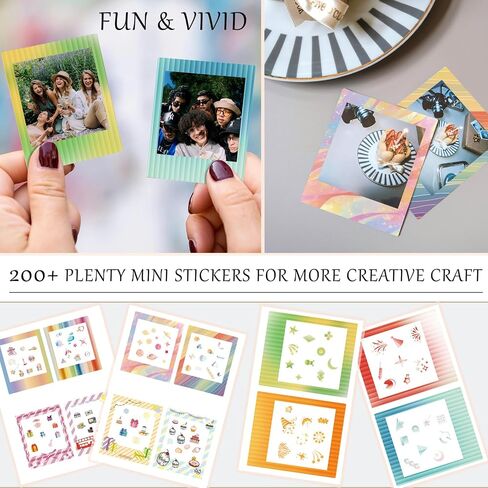 2x3 Mini Film Sticker Frames ، 30pcs ملصقات حدودية أنيقة تناسب Fujifilm Instax Mini Film (54x86mm) ، حدود ملونة لطيفة لـ Polaroid Instax 12 11 90 99 40 41 Se Evo in Kuwait