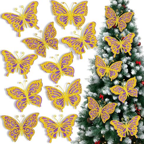 AmazingSpark 20 Pcs Large Silver Butterfly Party Decoration 10 Inch 3D Butterflies Wall Decor Large Metallic Laser Butterflies Sticker Sequin Centerpieces for Birthday Baby Shower Wedding Summer Party in Saudi Arabia