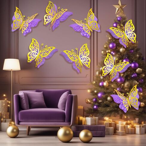 AmazingSpark 20 Pcs Large Silver Butterfly Party Decoration 10 Inch 3D Butterflies Wall Decor Large Metallic Laser Butterflies Sticker Sequin Centerpieces for Birthday Baby Shower Wedding Summer Party in Saudi Arabia