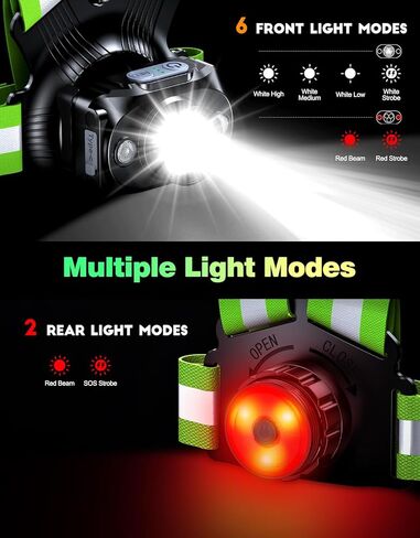 Running Lights for Runners, 500 Lumens 45° Adjustable Running Light with Dual-Reflective Straps, IPX4 Waterproof & USB Rechargeable Chest Running Light Vest for Night Walking, 4-16h Use Time in Kuwait