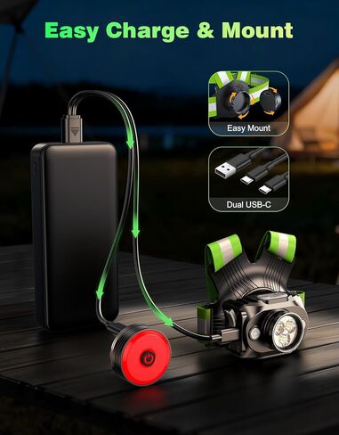 Running Lights for Runners, 500 Lumens 45° Adjustable Running Light with Dual-Reflective Straps, IPX4 Waterproof & USB Rechargeable Chest Running Light Vest for Night Walking, 4-16h Use Time in Kuwait