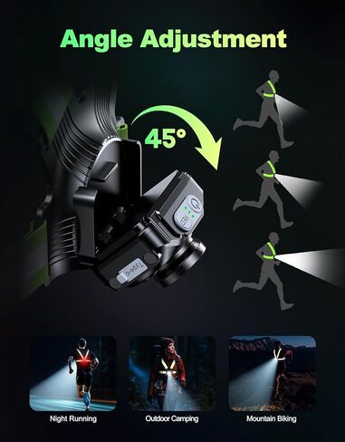 Running Lights for Runners, 500 Lumens 45° Adjustable Running Light with Dual-Reflective Straps, IPX4 Waterproof & USB Rechargeable Chest Running Light Vest for Night Walking, 4-16h Use Time in Kuwait