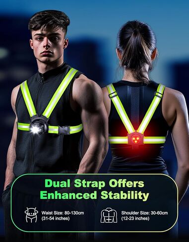 Running Lights for Runners, 500 Lumens 45° Adjustable Running Light with Dual-Reflective Straps, IPX4 Waterproof & USB Rechargeable Chest Running Light Vest for Night Walking, 4-16h Use Time in Kuwait