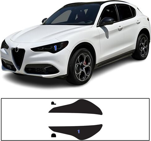 مجموعة تلوين المصابيح الأمامية الكاملة من BOGAR TECH DESIGNS متوافقة مع Alfa Romeo Stelvio 2019-2025، دخان داكن in Saudi Arabia