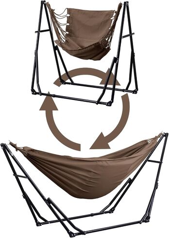2 in 1 Hammock with Stand, Outdoor Hammock Swing Chair with Portable Heavy Duty Stand, Multi-Functional Hammock Stand 480 lbs Weight Capacit-Black in Saudi Arabia