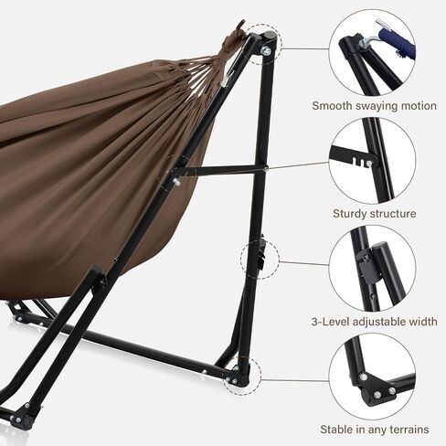 2 in 1 Hammock with Stand, Outdoor Hammock Swing Chair with Portable Heavy Duty Stand, Multi-Functional Hammock Stand 480 lbs Weight Capacit-Black in Saudi Arabia