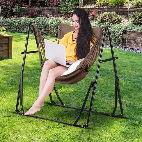 2 in 1 Hammock with Stand, Outdoor Hammock Swing Chair with Portable Heavy Duty Stand, Multi-Functional Hammock Stand 480 lbs Weight Capacit-Black in Saudi Arabia