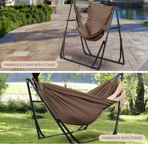 2 in 1 Hammock with Stand, Outdoor Hammock Swing Chair with Portable Heavy Duty Stand, Multi-Functional Hammock Stand 480 lbs Weight Capacit-Black in Saudi Arabia