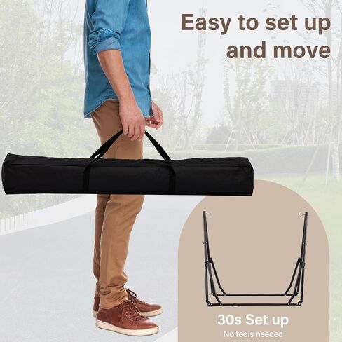 2 in 1 Hammock with Stand, Outdoor Hammock Swing Chair with Portable Heavy Duty Stand, Multi-Functional Hammock Stand 480 lbs Weight Capacit-Black in Saudi Arabia