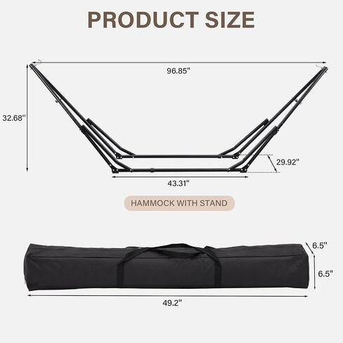2 in 1 Hammock with Stand, Outdoor Hammock Swing Chair with Portable Heavy Duty Stand, Multi-Functional Hammock Stand 480 lbs Weight Capacit-Black in Saudi Arabia