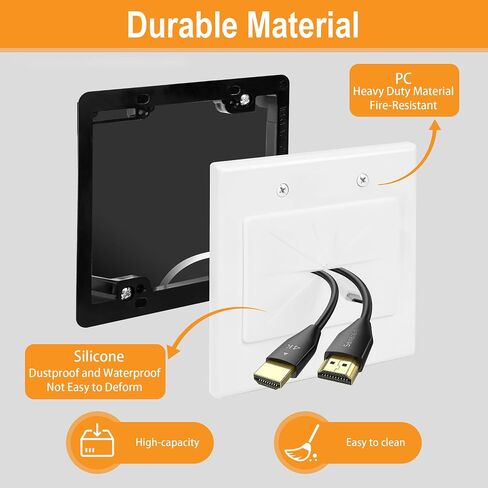 2 Gang Wall Plate White 2 Pack, Silicone Cable Pass Through Wall Plate for Power Cable, Audio Video and Ethernet Cable, Speaker Wire Management | Silicone Cable Pass Through, in Wall Cable Hider for Power Cord, Audio Video and Ethernet Cable, Speaker Wire in Saudi Arabia