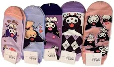 Women's Kawaii Cartoon Character Ankle Socks, Cute Design, 4 Pack in Saudi Arabia
