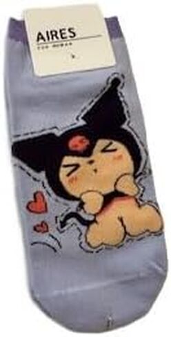 Women's Kawaii Cartoon Character Ankle Socks, Cute Design, 4 Pack in Saudi Arabia