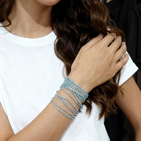 Crystal Stretch Bracelets Set for Women Gold Silver Rhinestone Stackable Cuff Bangle Bracelets Wedding Prom Jewelry in Kuwait