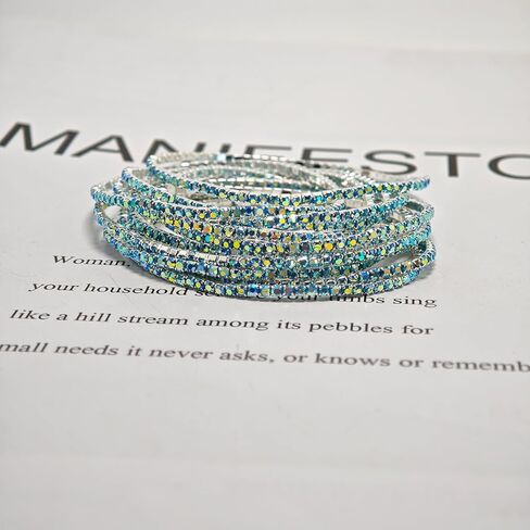 Crystal Stretch Bracelets Set for Women Gold Silver Rhinestone Stackable Cuff Bangle Bracelets Wedding Prom Jewelry in Kuwait