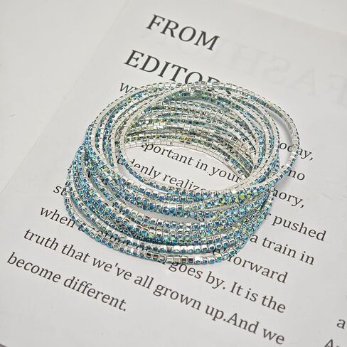 Crystal Stretch Bracelets Set for Women Gold Silver Rhinestone Stackable Cuff Bangle Bracelets Wedding Prom Jewelry in Kuwait